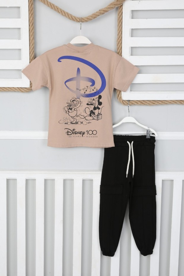 %100 pamuklu Arka Baskılı Vizon Takım