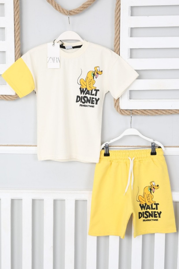 2-8 Yaş Baskılı Tişört Ve Şortlu Krem Takım