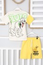 2-8 Yaş Baskılı Tişört Ve Şortlu Krem Takım