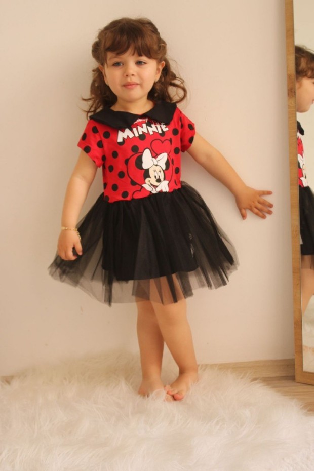 2-8 Yaş Tülü Kırmızı Elbise