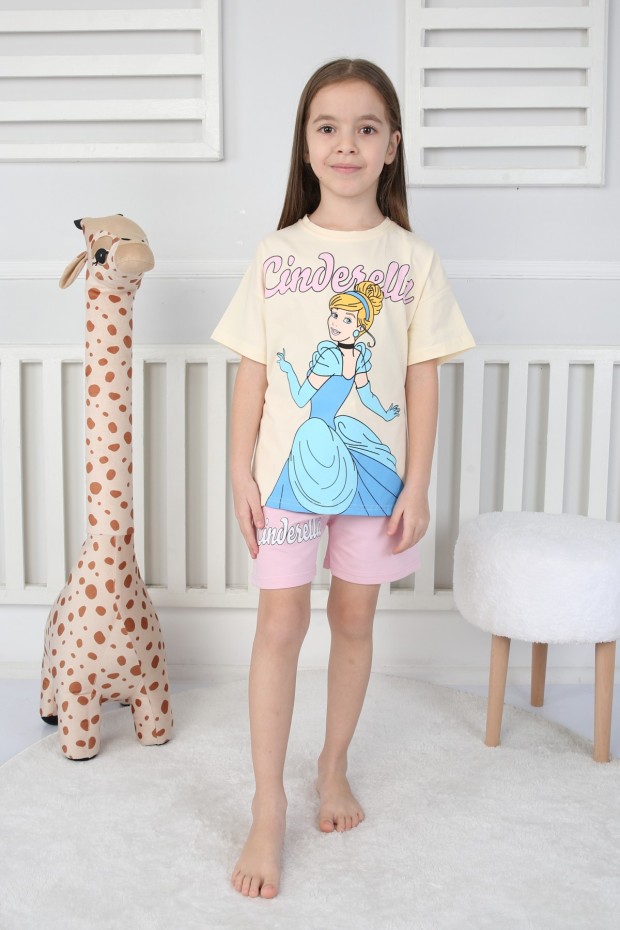 2-8 Yaş Baskılı Tişört Ve Şortlu Krem Takım