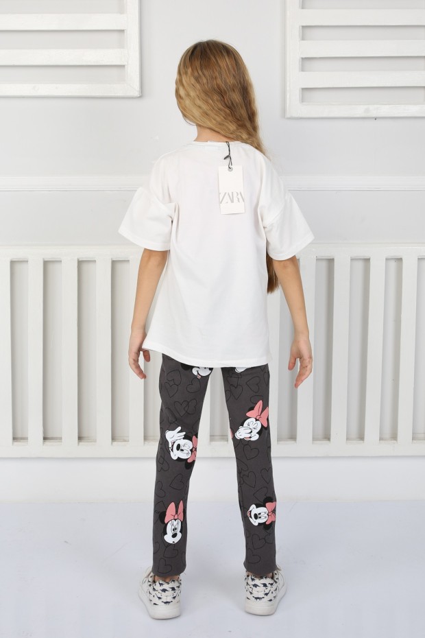 2-8 Yaş Baskılı Beyaz Takım