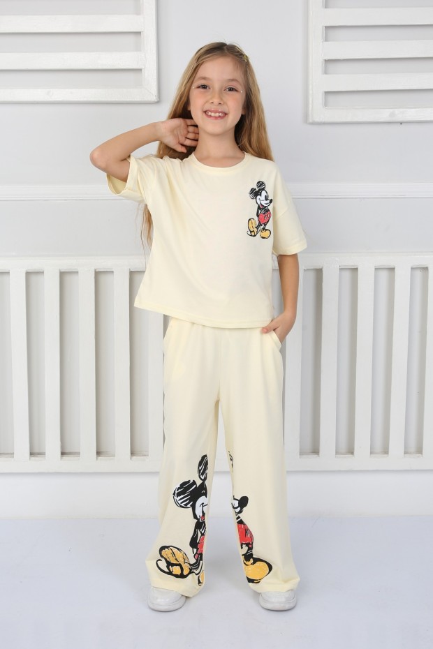 2-8 Yaş Pantolonlu Krem Takım