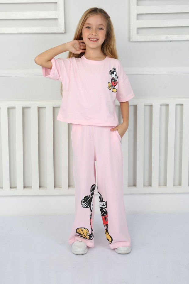 2-8 Yaş Pantolonlu Pembe Takım