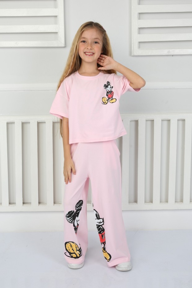 2-8 Yaş Pantolonlu Pembe Takım