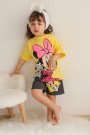 2-8 Yaş Baskılı Tişört Ve Şortlu Sarı Takım