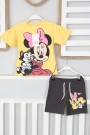 2-8 Yaş Baskılı Tişört Ve Şortlu Sarı Takım