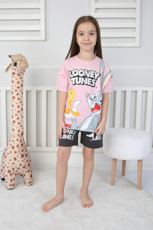 2-8 Yaş Baskılı Tişört Ve Şortlu Pembe Takım