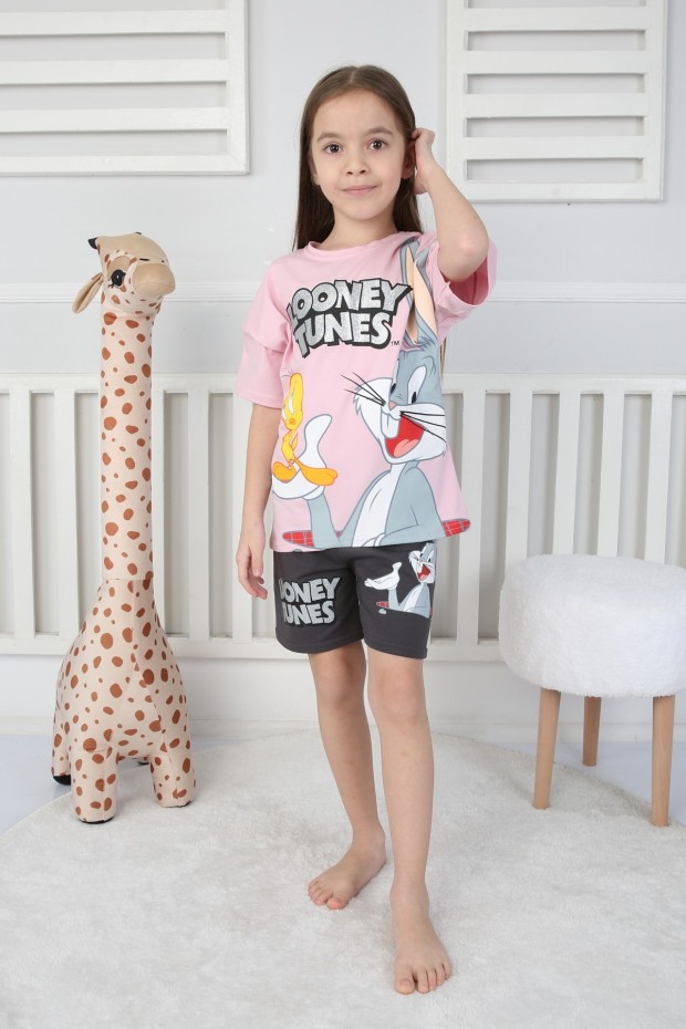 2-8 Yaş Baskılı Tişört Ve Şortlu Pembe Takım