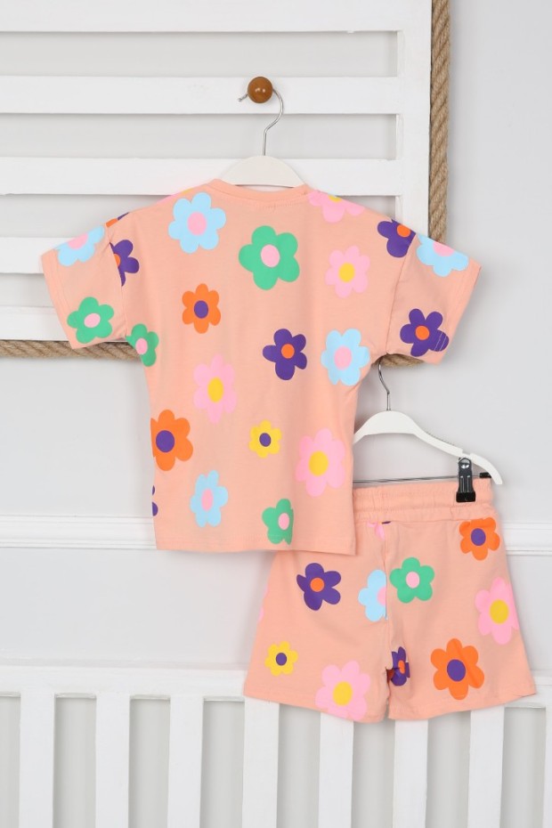 2-8 Yaş Baskılı Tişört Ve Şortlu Pudra Takım