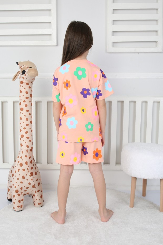 2-8 Yaş Baskılı Tişört Ve Şortlu Pudra Takım