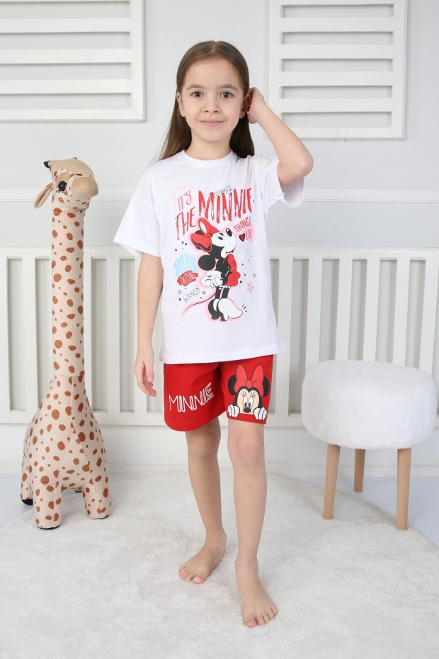 2-8 Yaş Baskılı Tişört Ve Şortlu Beyaz Takım