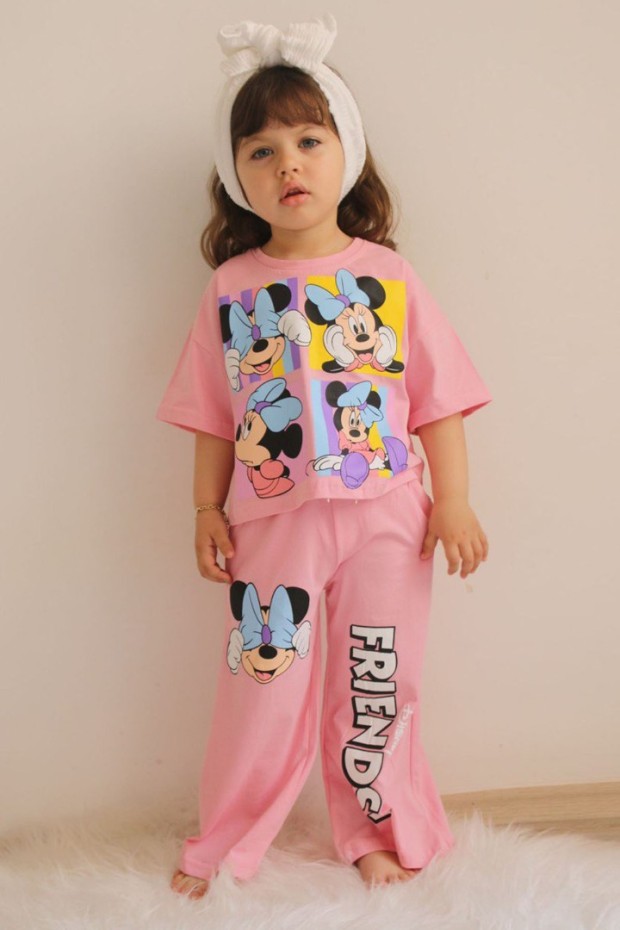 Baskılı Pembe Takım