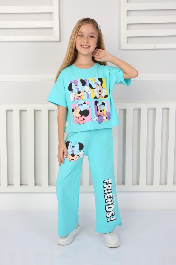 Baskılı Turkuaz Takım