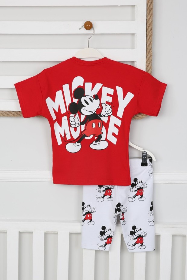 Baskılı Tişört Ve Taytlı Kırmızı Takım