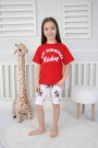Baskılı Tişört Ve Taytlı Kırmızı Takım