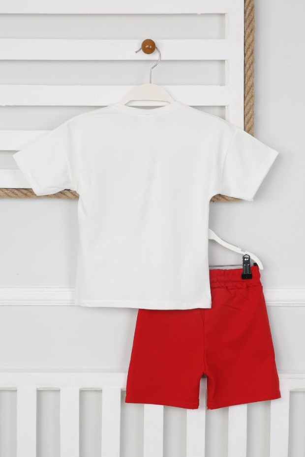 Baskılı Tişört Ve Taytlı Beyaz Takım