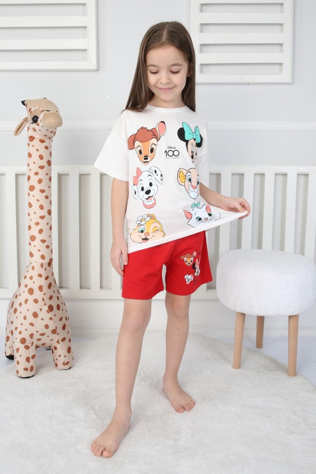 Baskılı Tişört Ve Taytlı Beyaz Takım