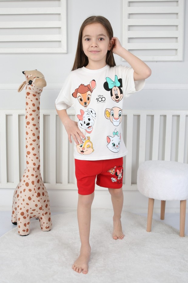 Baskılı Tişört Ve Taytlı Beyaz Takım