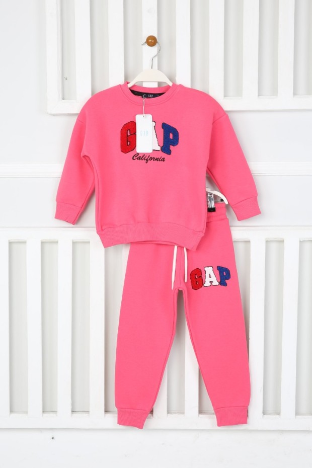 Üç İplik Şardonlu Baskılı Pembe Takım 