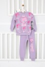 Üç İplik Şardonlu Baskılı Lila Takım 