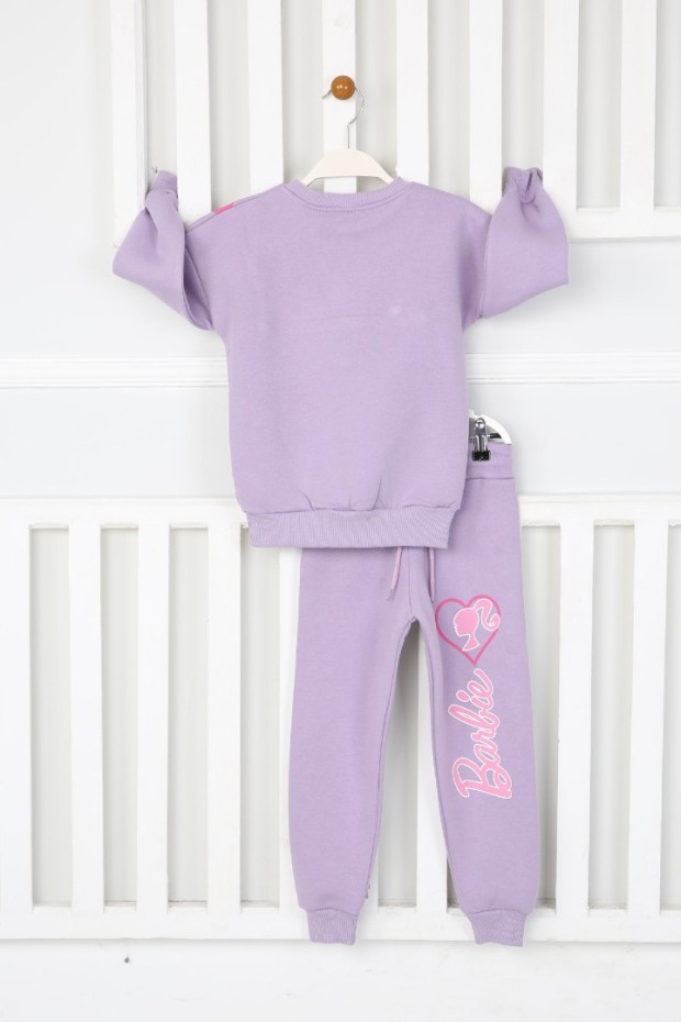 Üç İplik Şardonlu Baskılı Lila Takım 