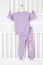 Üç İplik Şardonlu Baskılı Lila Takım 