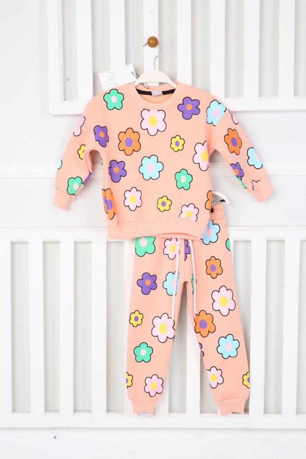 Üç İplik Şardonlu Baskılı Vizon Takım 