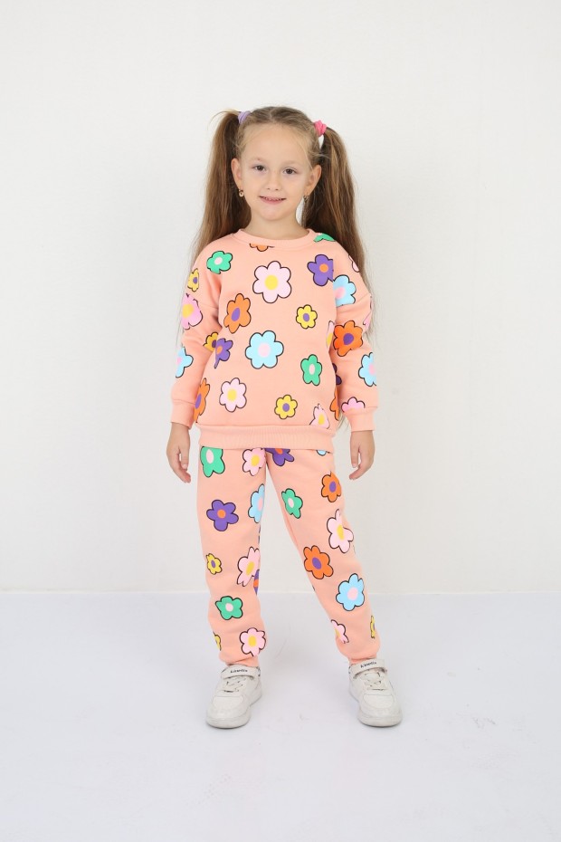 Üç İplik Şardonlu Baskılı Vizon Takım 