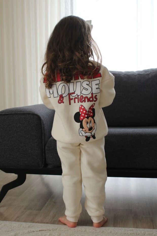 Üç İplik Şardonlu Baskılı Beyaz Takım 