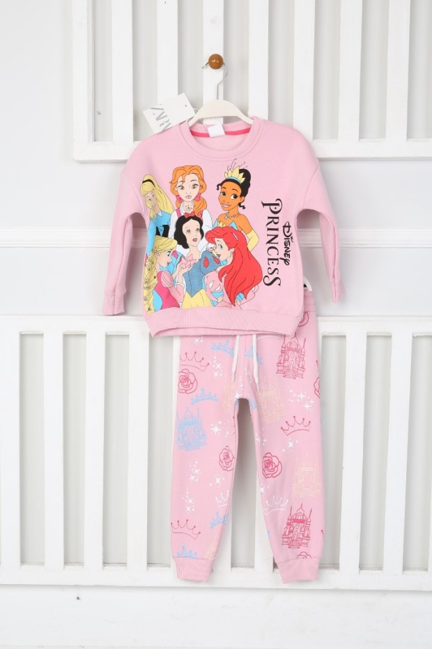 Üç İplik Şardonlu Baskılı Pembe Takım 