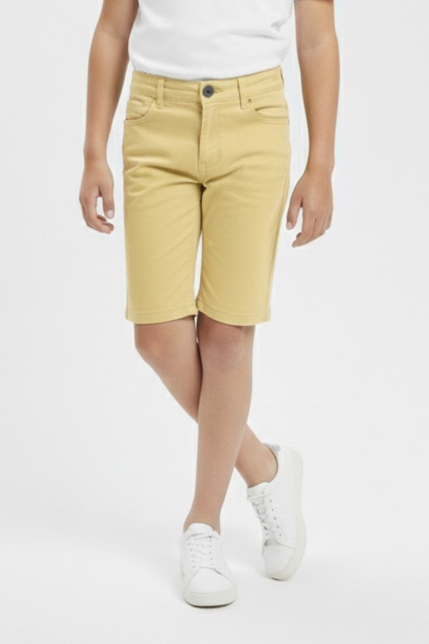 Erkek Çocuk Düz Yazlık Günlük Kullanım Şık Gabardin Şort Kapri