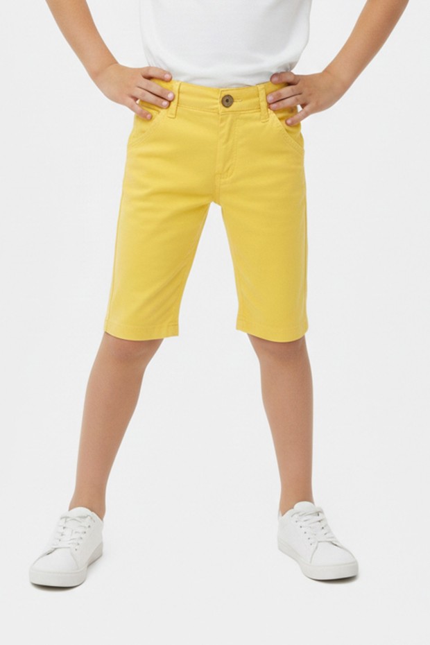 Erkek Çocuk Düz Yazlık Günlük Kullanım Şık Gabardin Şort Kapri  