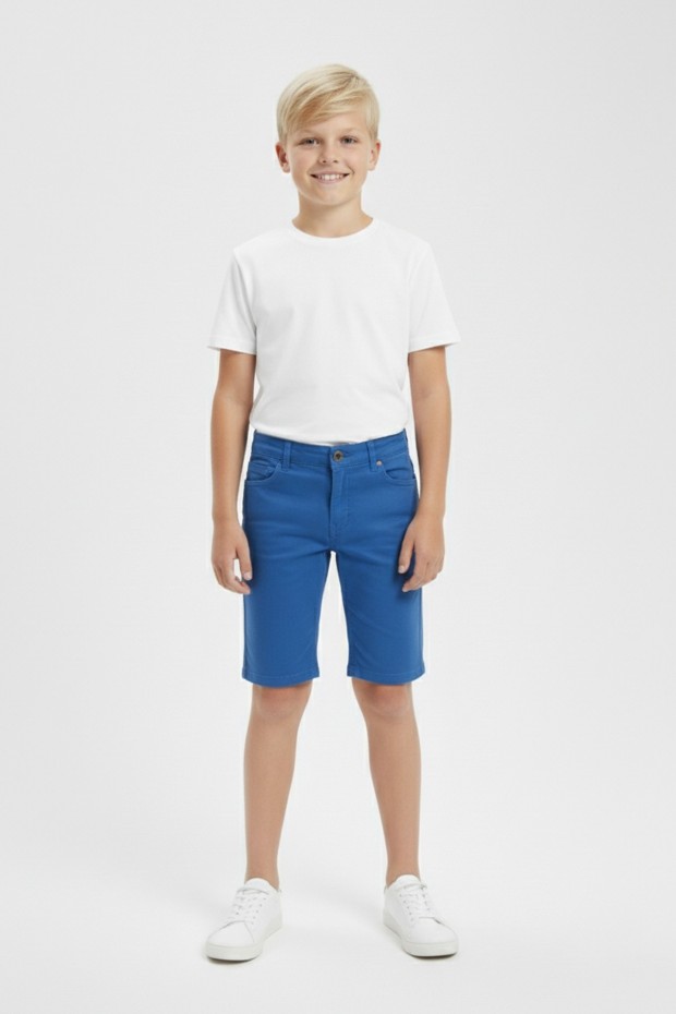 Erkek Çocuk Düz Yazlık Günlük Kullanım Şık Gabardin Şort Kapri 