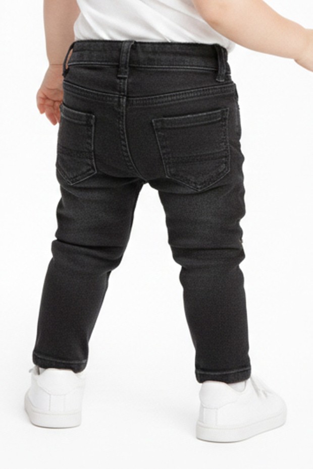 Bebek Yırtık Detaylı Dar Paça Beli Lastikli Likralı Esnek Kot Pantolon 