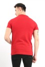 Fermuarlı Polo Yaka Waffle Kumaş Düz Kırmızı Tişört